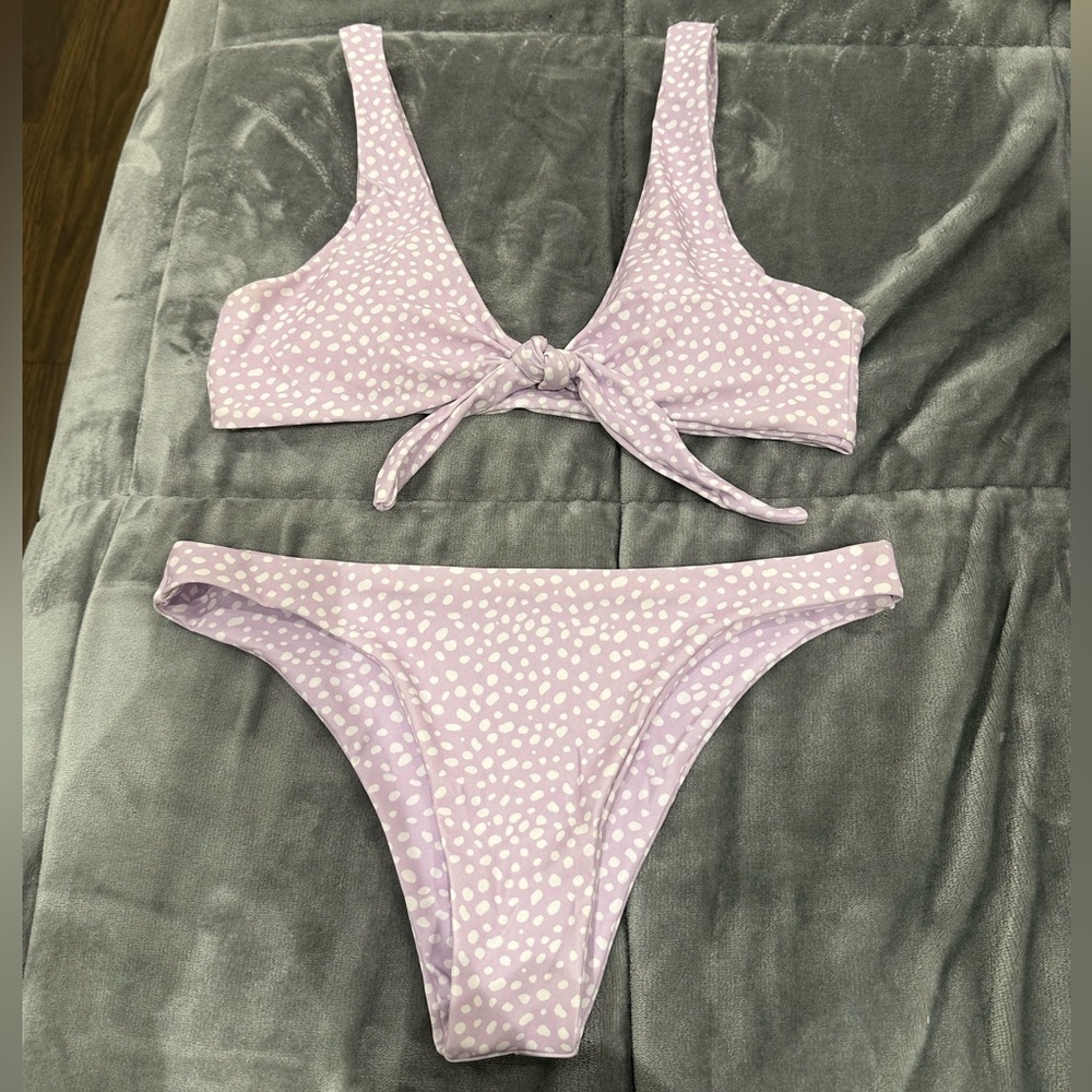 Lilac Polka Dot Bikini Set